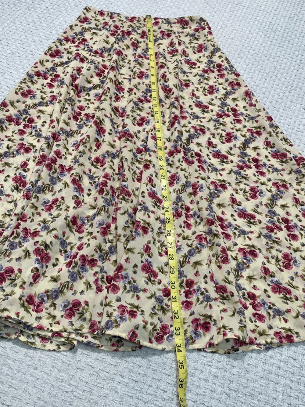 Women’s Vintage G•S•L Cream/Off White Purple Pink Floral Full Maxi Skirt Size 7 - Picture 10 of 11